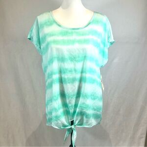Three Seasons Maternity mint green and white tie die top size large NWT